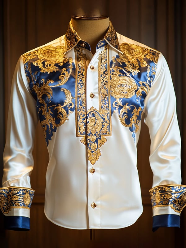 Men's Satin Luxe Long Sleeve Button Down Shirt