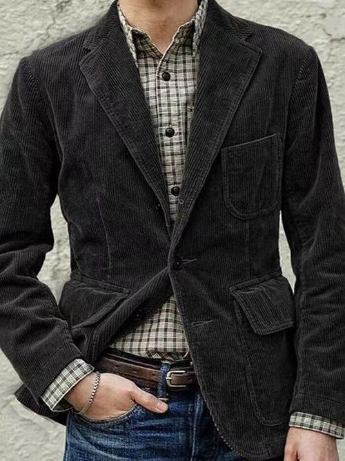 Men's Vintage Single Breasted Pocket Gentleman's Business Suit Jacket