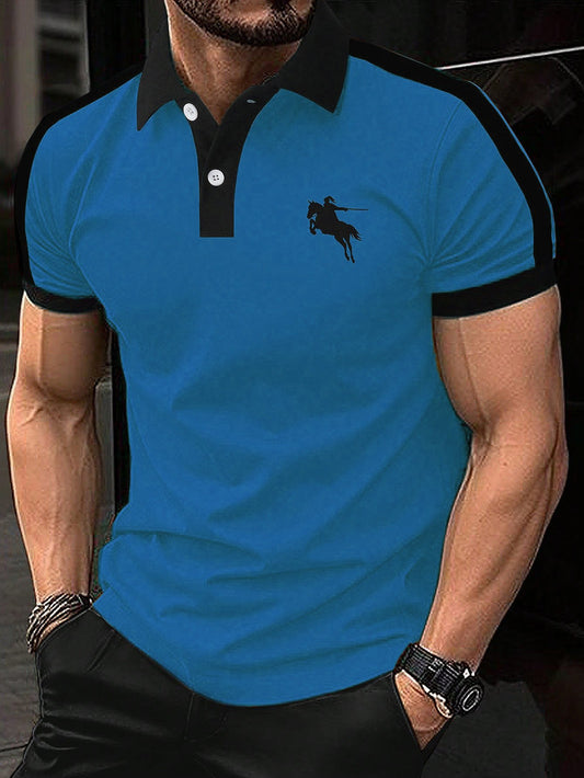 Men's Fashionable Contrast Color Short Sleeve Polo Shirt
