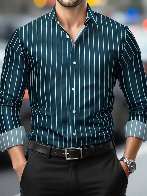 Men's Street Style Business Casual Printed Long Sleeve Shirt