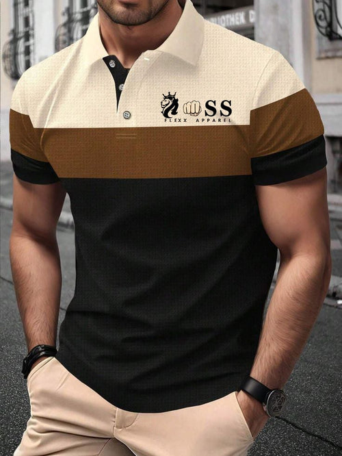 Men' Business Waffle Print Polo Shirt