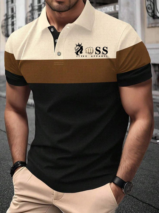 Men' Business Waffle Print Polo Shirt