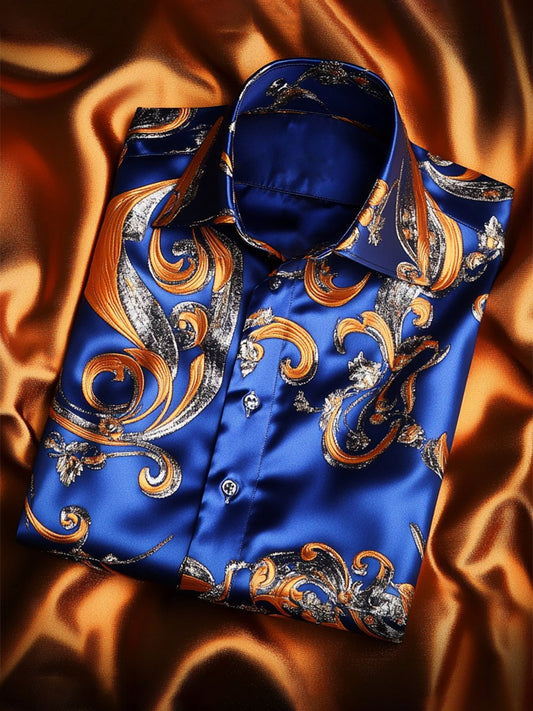 Men's Satin Luxe Long Sleeve Button Down Shirt