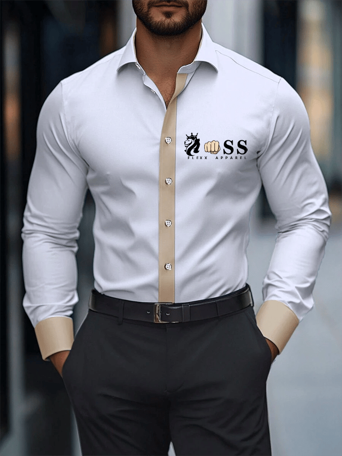 Men's Contrast Business Casual Shirt