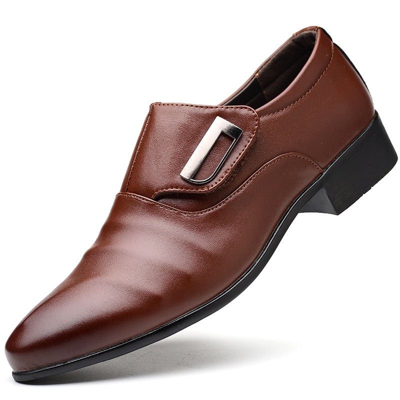 Men's Business Formal Casual Pointed Toe Loafers Faux Leather Shoes