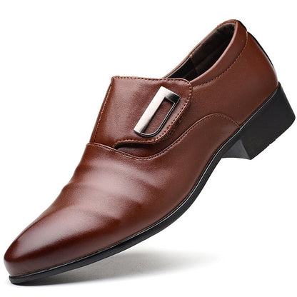 Men's Business Formal Casual Pointed Toe Loafers Faux Leather Shoes