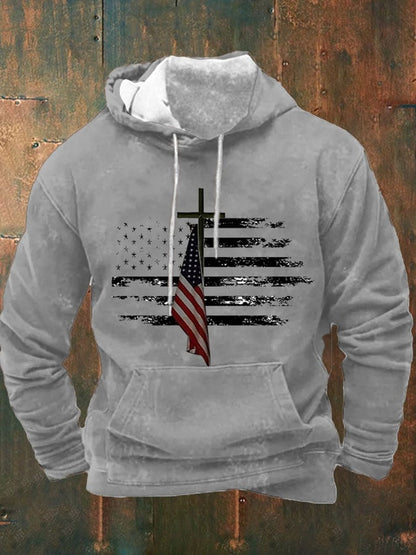 Men's Casual Print Long Sleeve Hooded Sweatshirt