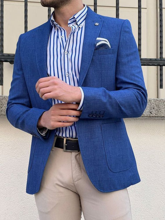 Men's Business Casual Large Pocket Solid Color Blazers