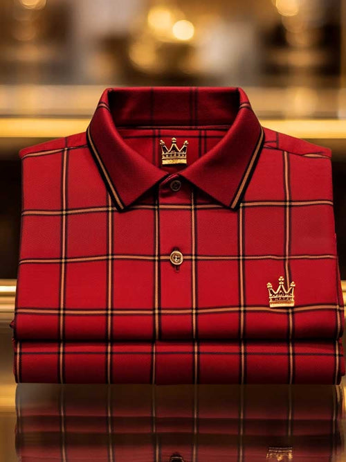 Men's Classic Business Logo Button Short Sleeve Polo Shirt