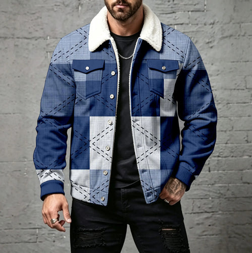 Men's Casual Checkered Print Cardigan with Buttons
