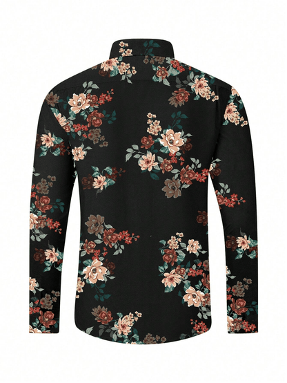 Men's Stripe Print Business Long Sleeve Shirt