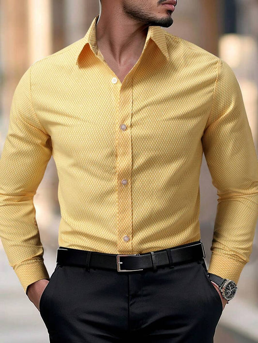 Men's Street Style Business Casual Printed Long Sleeve Shirt