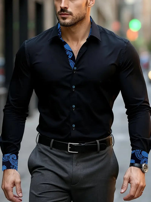 Men's Street Style Business Casual Printed Long Sleeve Shirt