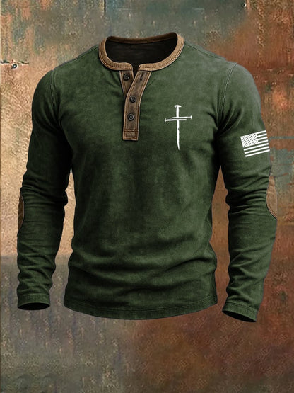 Men's Faith Print Henley Top