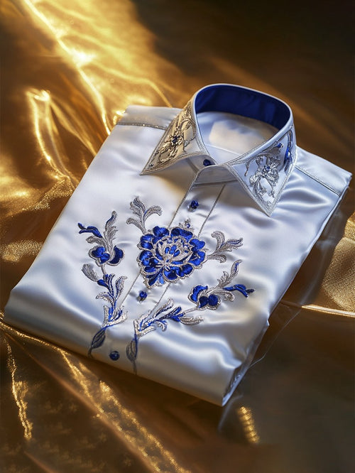 Men's Satin Luxe Long Sleeve Button Down Shirt