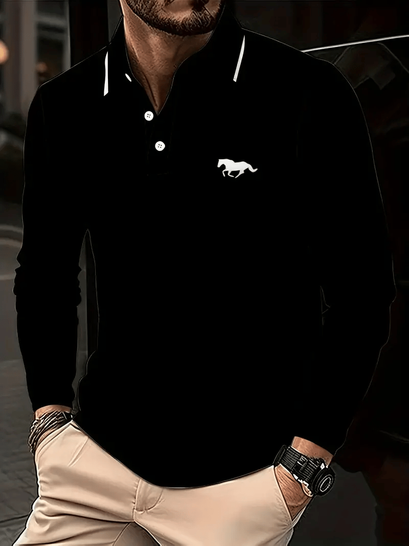 Men's Business Casual Striped Button-Down Polo