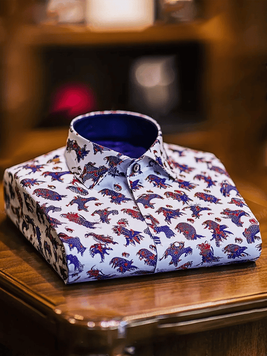 Men's Business Luxury Floral Print Short-sleeved Shirt