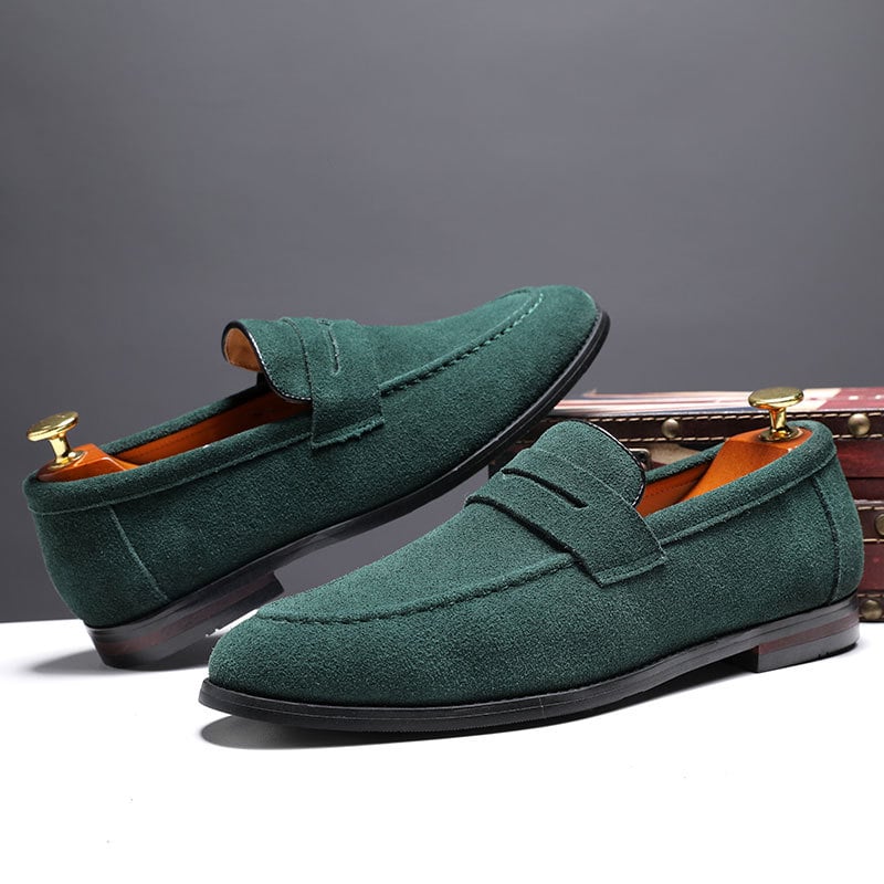 Men'S Pointed Head Frosted Overshoes Business Casual Slip-On Shoes