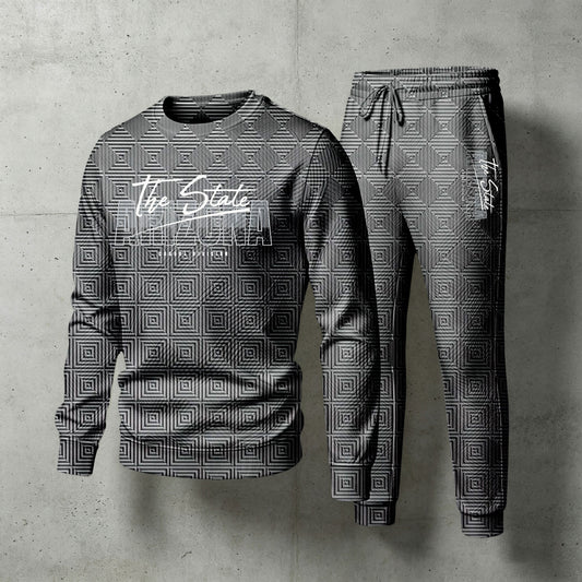 Men's Gray Crew-Neck Long-Sleeve Shirt and Pants Set