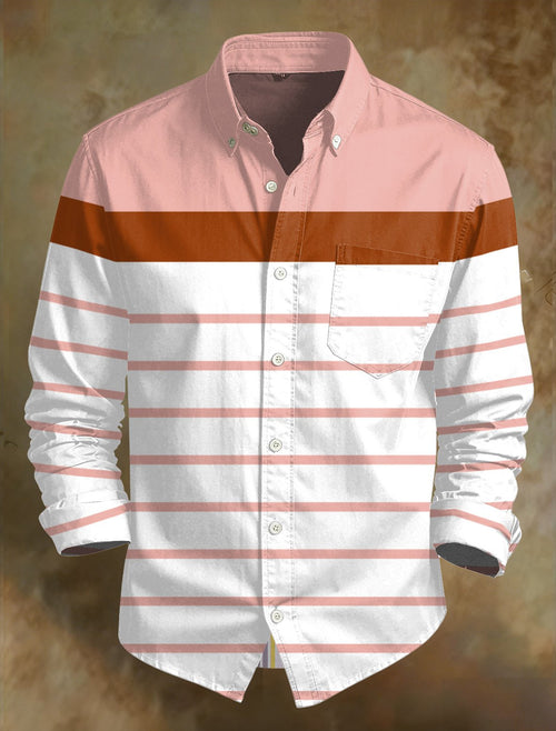 Men's Retro Abstract Art Print Comfortable Business Style Shirt