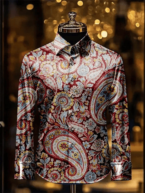 Men's Stripe Print Business Long Sleeve Shirt