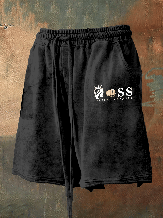 Men's Retro Letter Print Loose Casual Shorts