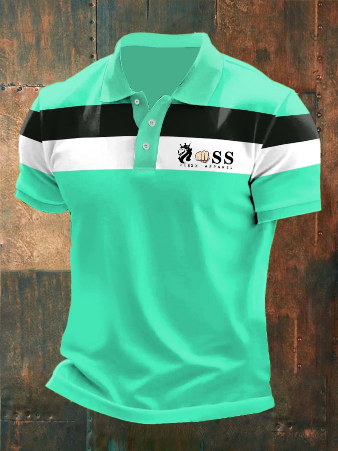 Men's casual polo shirt with contrast print