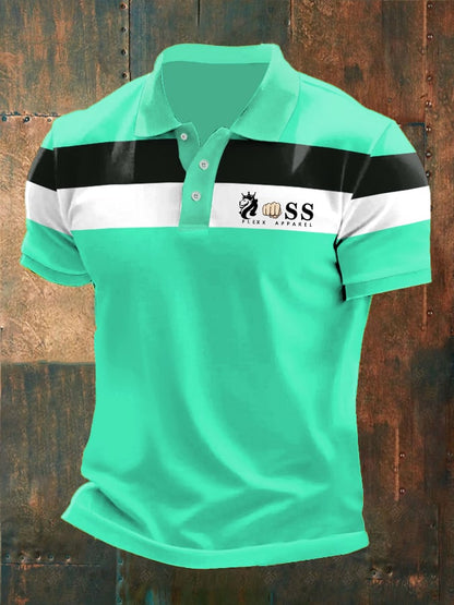 Men's casual polo shirt with contrast print
