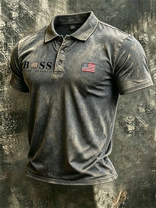 Men's Printed Short-Sleeve Polo Shirt