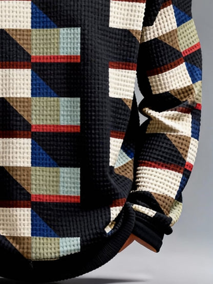 Men's Retro Color Block Print Sweatshirt