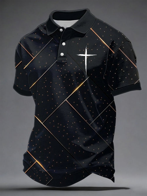 Men's Faith Cross Print Polo Shirt