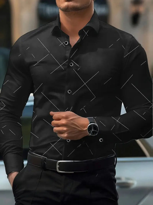 Men's Street Style Business Casual Printed Long Sleeve Shirt
