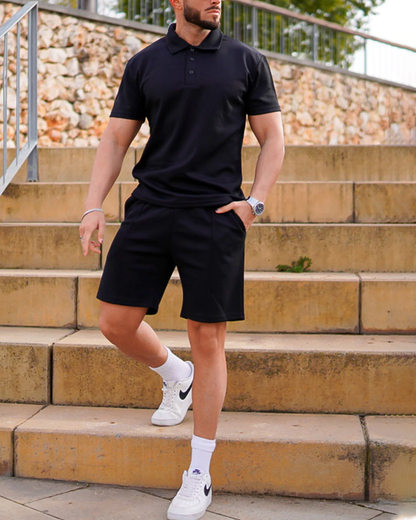 Suitmens Men's Black Summer POLO Suit