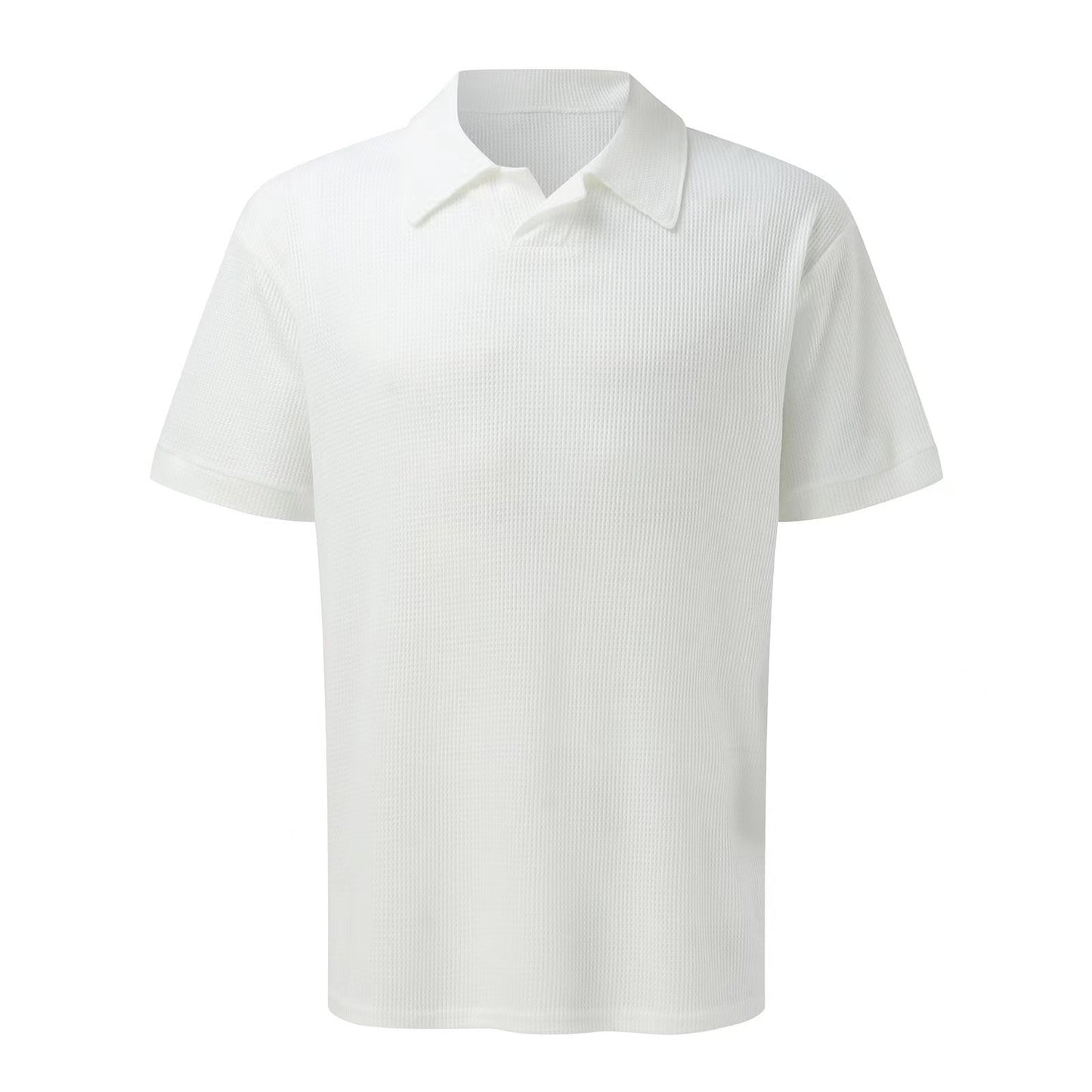 Suitmens Men's White Knit V-Neck Knit Polo