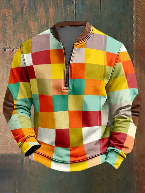 Men's Vintage Geometric Style Print Sweatshirt
