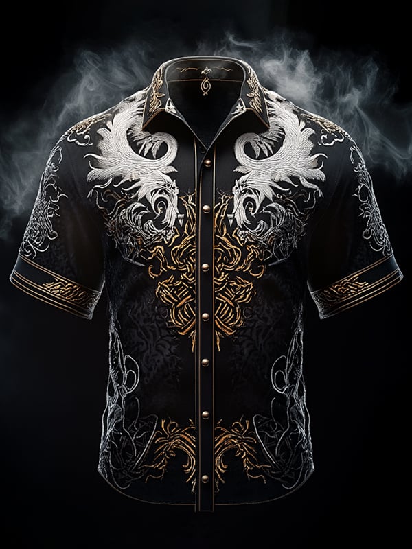 Men's Retro Viking Graphic Short Sleeve Shirt