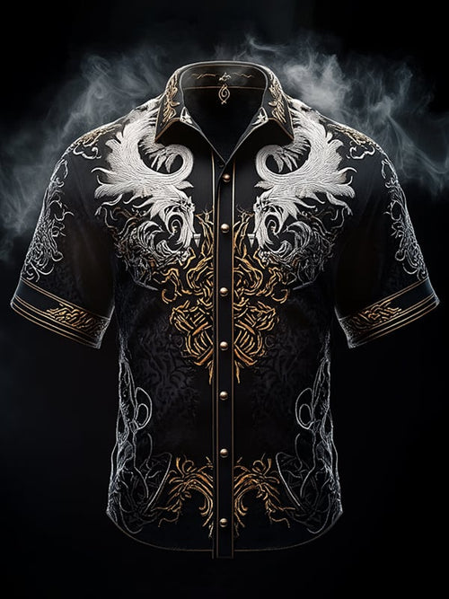 Men's Retro Viking Graphic Short Sleeve Shirt