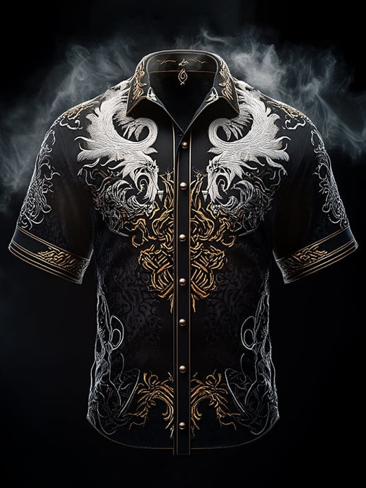 Men's Retro Viking Graphic Short Sleeve Shirt