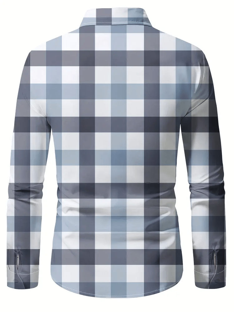Men's Plaid Business Long Sleeve Shirt