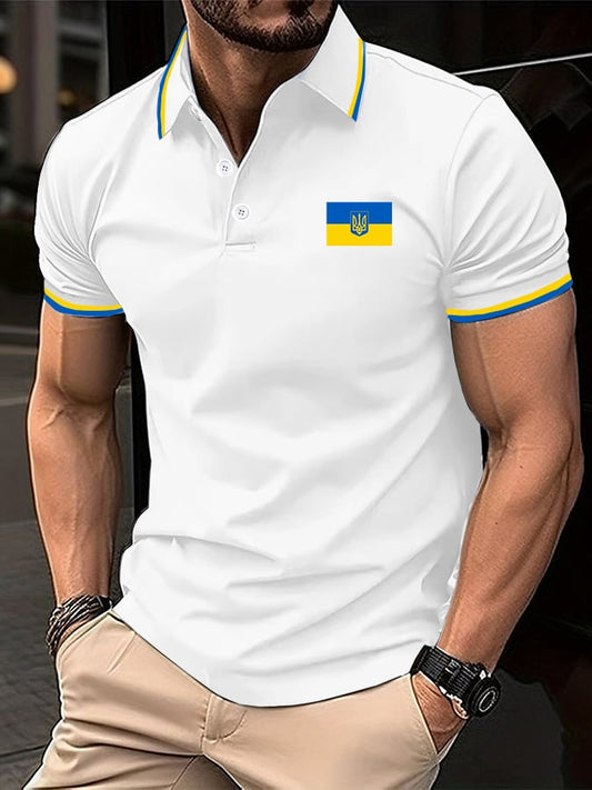 Men's Stylish Contrast Color Ukrainian Polo Shirt