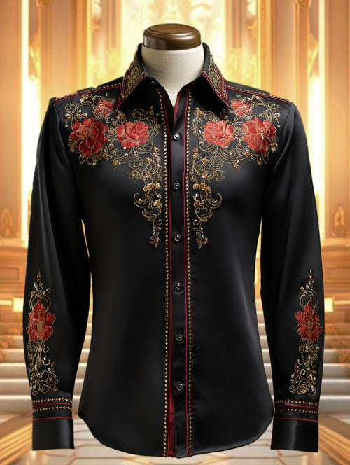 Men's Satin Luxe Long Sleeve Button Down Shirt