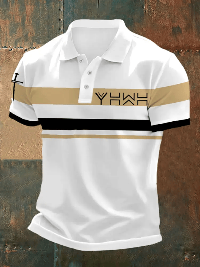 Men's Retro Faith Casual Printed Polo Shirt