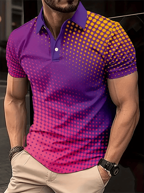 Men's Golf Casual Printed Casual Polo Shirt