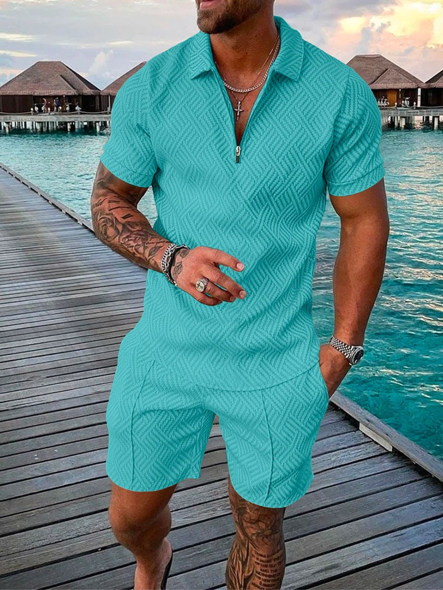 Men's Casual Gradient Polo Shirt Two Piece