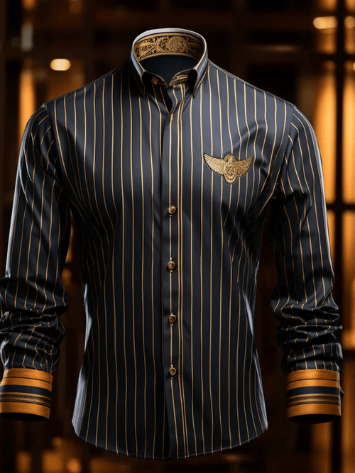 Men's Elegant Romantic Striped Long Sleeve Shirt