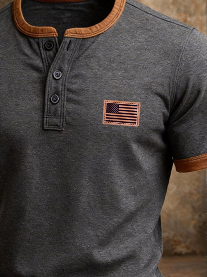 Men's Retro Patriot Patchwork T-shirt