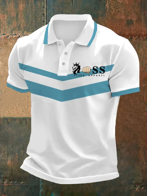 Men's Retro Letter Print Casual Polo Shirt