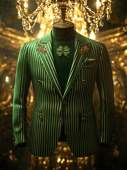 Men's Green Plaid Luxury Business Suit Jacket