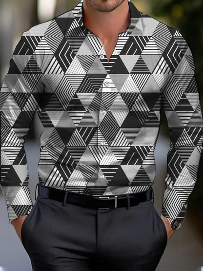 Men's Business Style Geometric Print Shirt