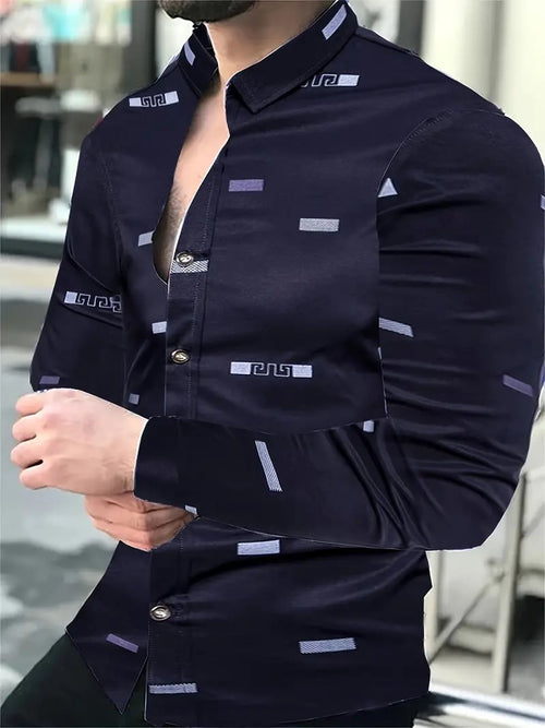 Men's Street Style Business Casual Printed Long Sleeve Shirt